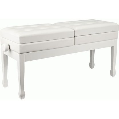 Beale BPB990WH Dual Piano Bench Dual Adjustable Duet in White