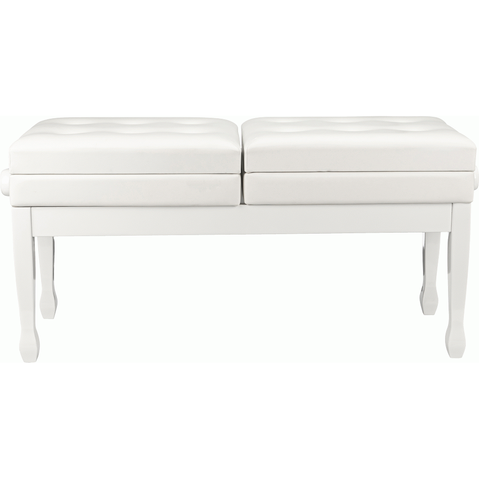 Beale BPB990WH Dual Piano Bench Dual Adjustable Duet in White