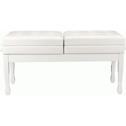 Beale BPB990WH Dual Piano Bench Dual Adjustable Duet in White