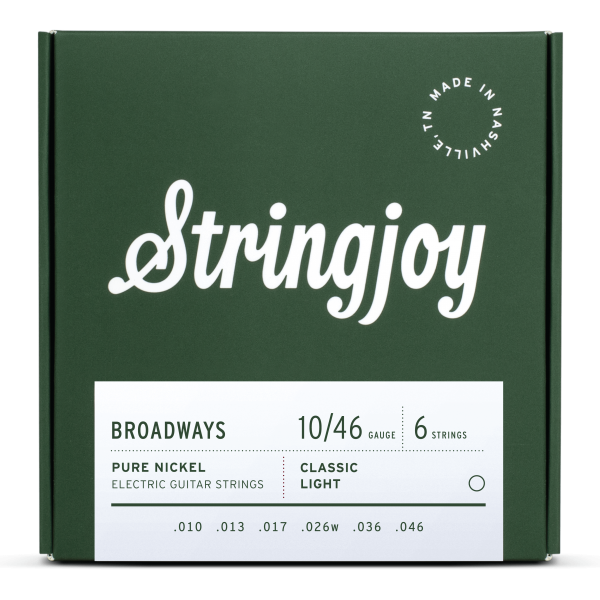 Stringjoy Broadways | Classic Light Gauge (10-46) Pure Nickel Electric Guitar Strings