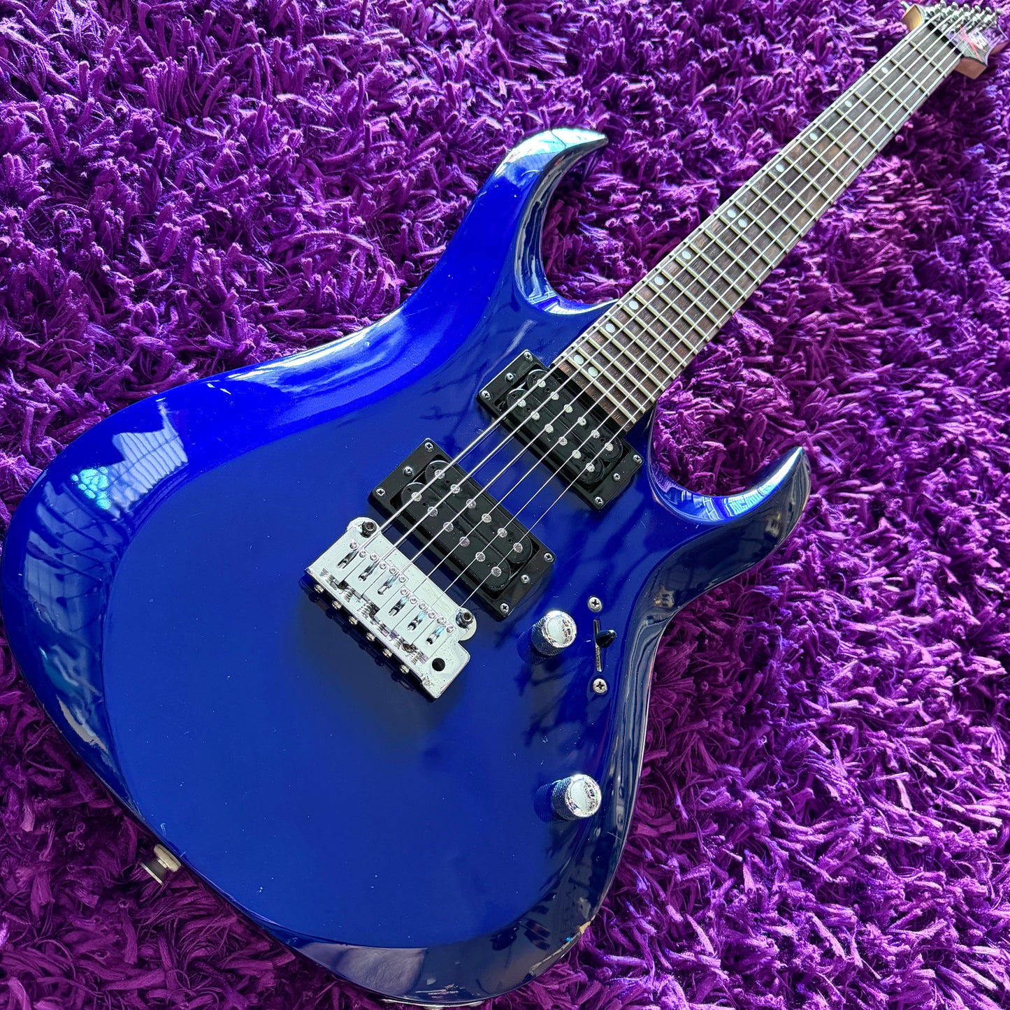 Mid-2000s Cort X-2 Double Cut Electric Guitar HH Metallic Blue