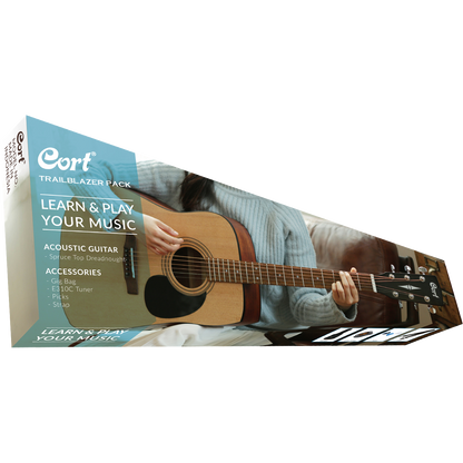 Cort CAP810 Trailblazer OP Open Pore Natural Dreadnought Acoustic Guitar Package