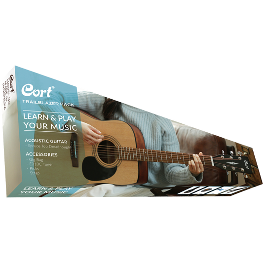 Cort CAP810 Trailblazer OP Open Pore Natural Dreadnought Acoustic Guitar Package