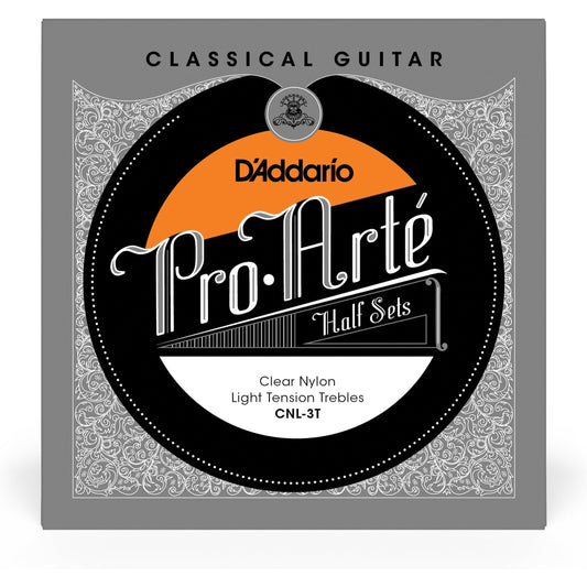 D'Addario CNL-3T Pro-Arte Clear Nylon Classical Guitar Half Set, Light Tension