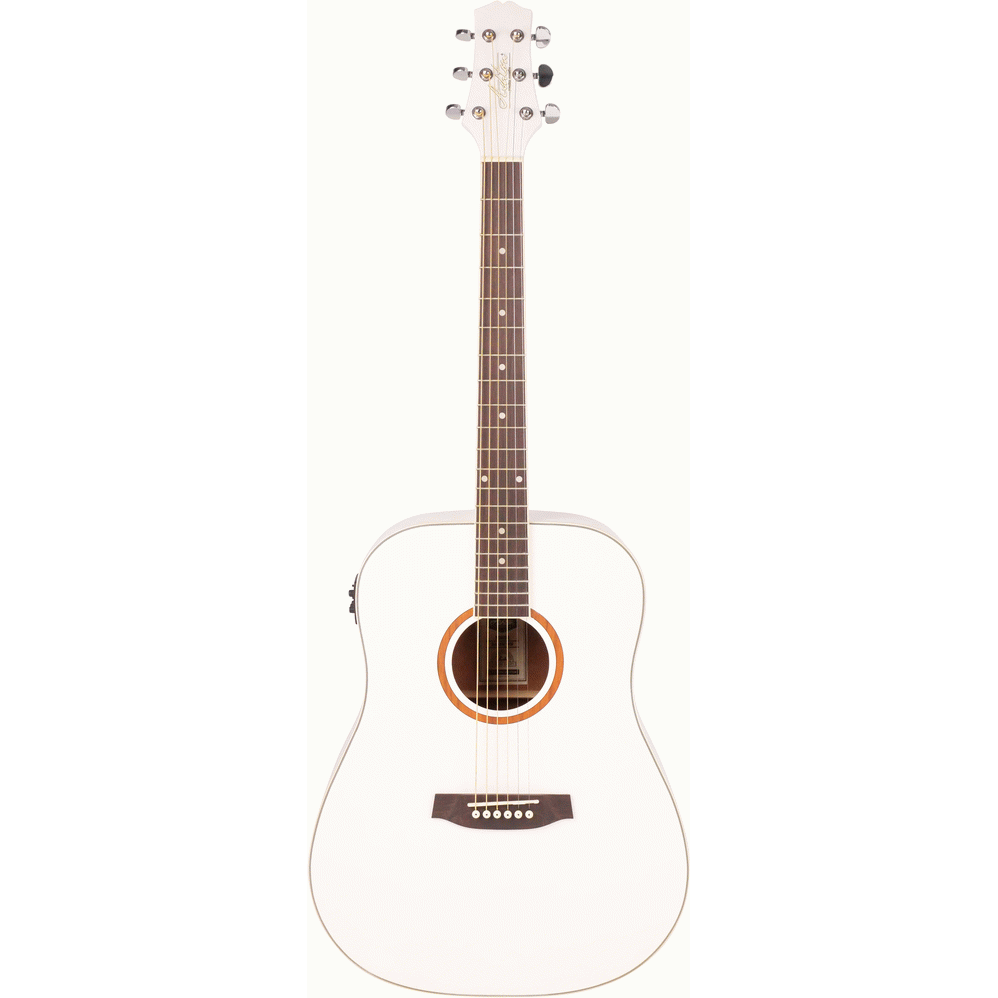 Ashton D26EQ WH White Dreadnought Acoustic Guitar with EQ