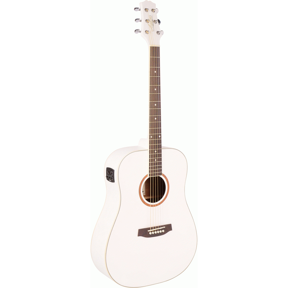 Ashton D26EQ WH White Dreadnought Acoustic Guitar with EQ