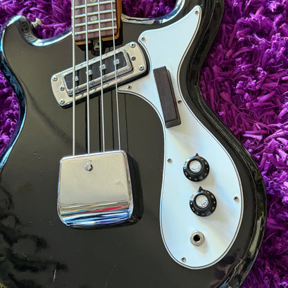 Late-1960s Teisco BR-1 Short-Scale Bass Guitar Black (MIJ)