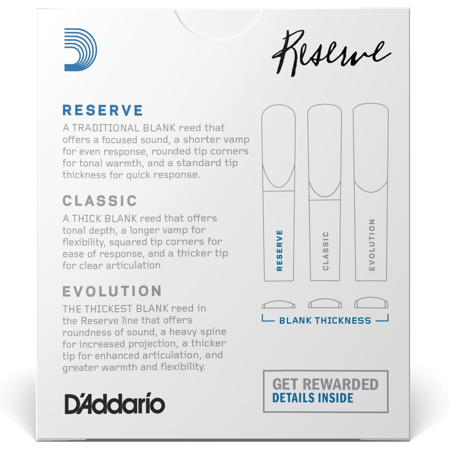 D'Addario Reserve Bb Clarinet Reeds, Strength 3.0, 10-Pack