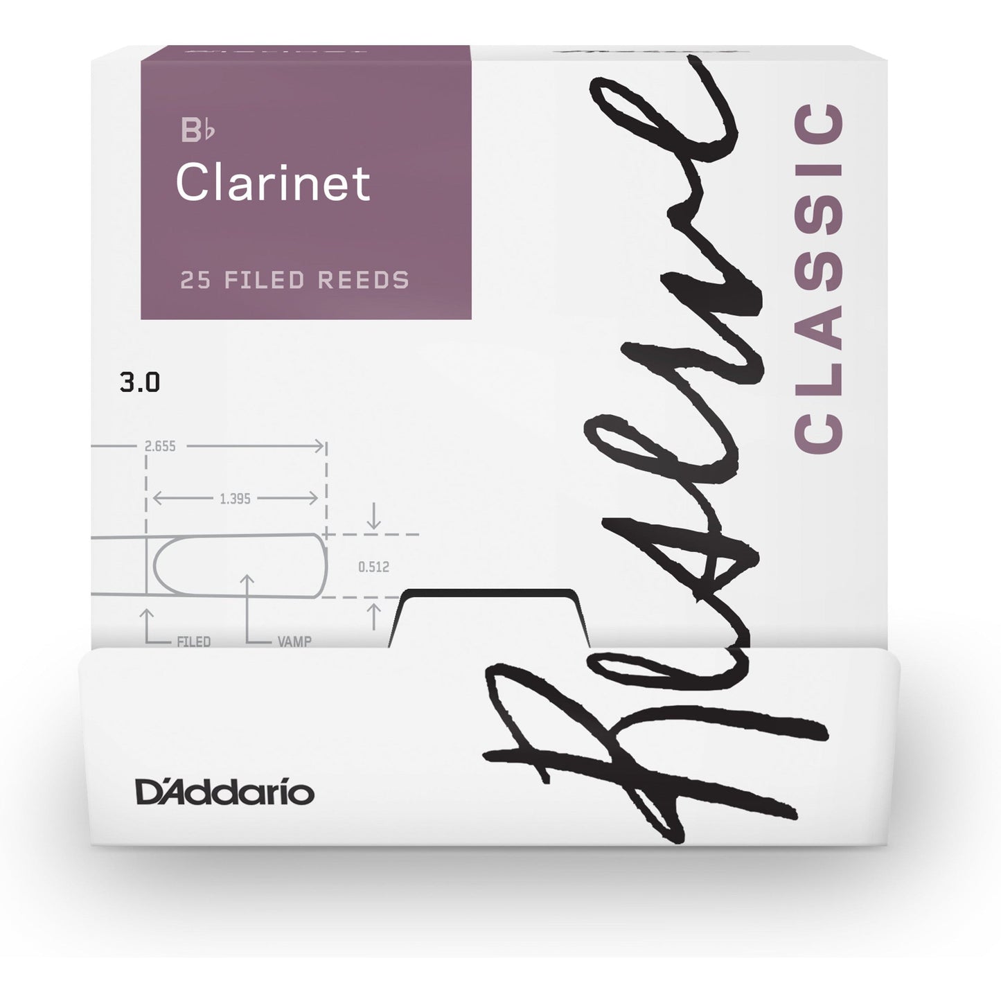 D'Addario Reserve Classic Bb Clarinet Reeds, Strength 3.0, 25-Box