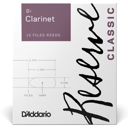 D'Addario Reserve Classic Bb Clarinet Reeds, Strength 3.5+, 10-Pack