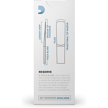 D'Addario Reserve Bass Clarinet Reeds, Strength 3.5, 5 Pack