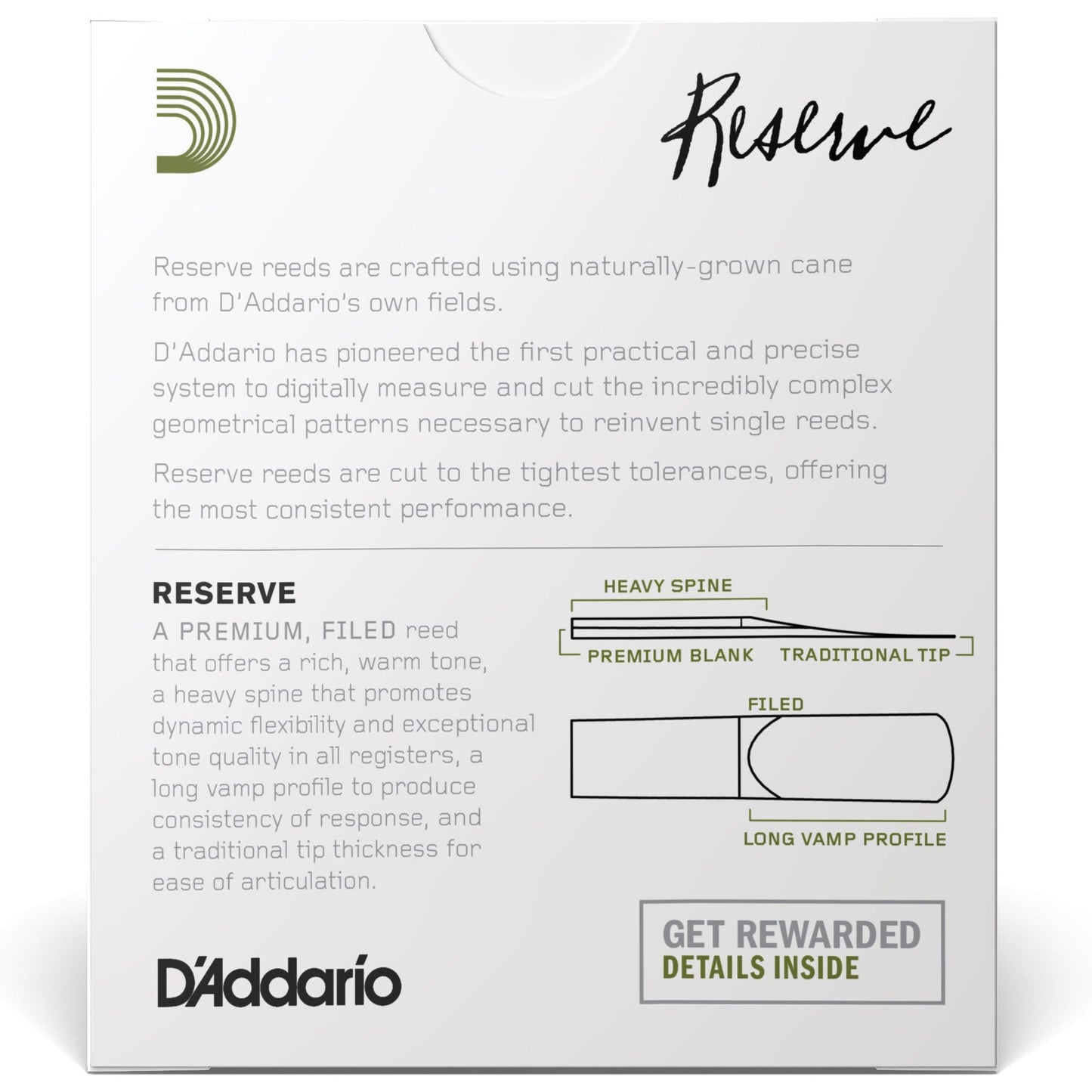 D'Addario Reserve Soprano Saxophone Reeds, Strength 2.5, 10-Pack