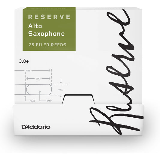 D'Addario Reserve Alto Saxophone Reeds, Strength 3.0+, 25-Box