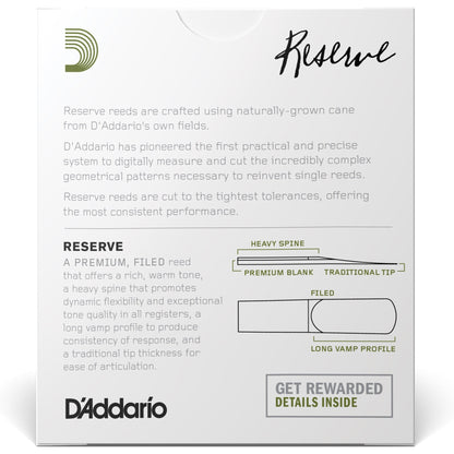 D'Addario Reserve Alto Saxophone Reeds, Strength 2.5, 10-Pack