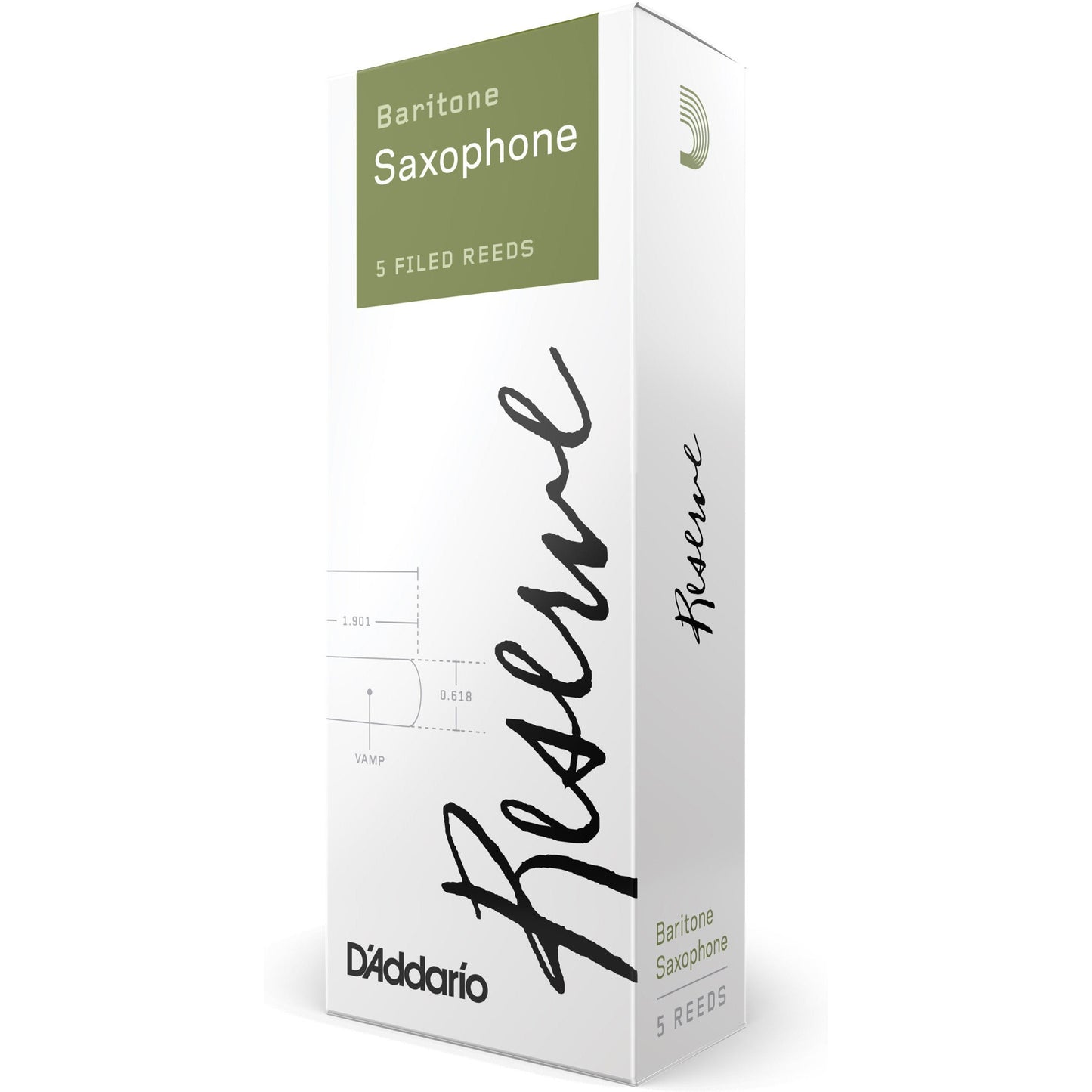 D'Addario Reserve, Baritone Saxophone Reeds, Strength 2.5, 5-Pack