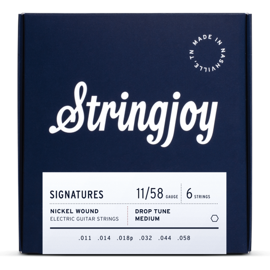 Stringjoy Signatures | Drop Tune Medium Gauge (11-58) Nickel Wound Electric Guitar Strings