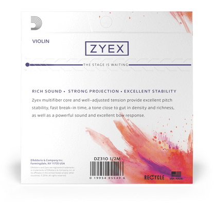 D'Addario Zyex Violin String Set – 1/2 Scale – Medium Tension