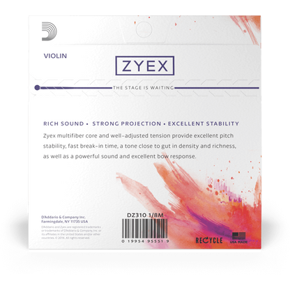 D'Addario Zyex Violin String Set – 1/8 Scale – Medium Tension