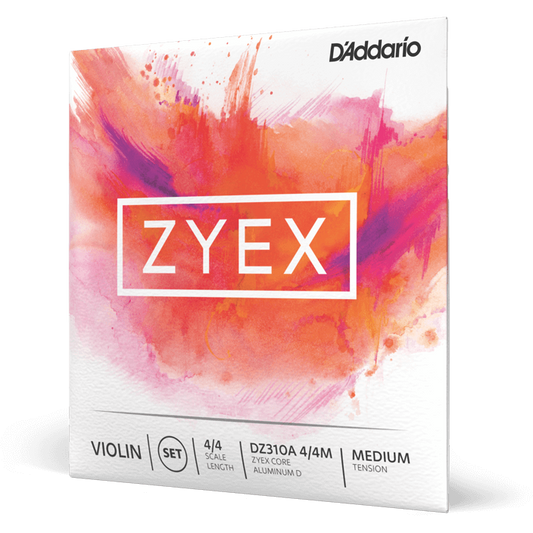 D'Addario Zyex Violin String Set with Aluminium D – 4/4 Scale – Medium Tension