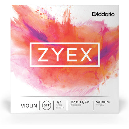 D'Addario Zyex Violin String Set, 1/2 Scale, Medium Tension