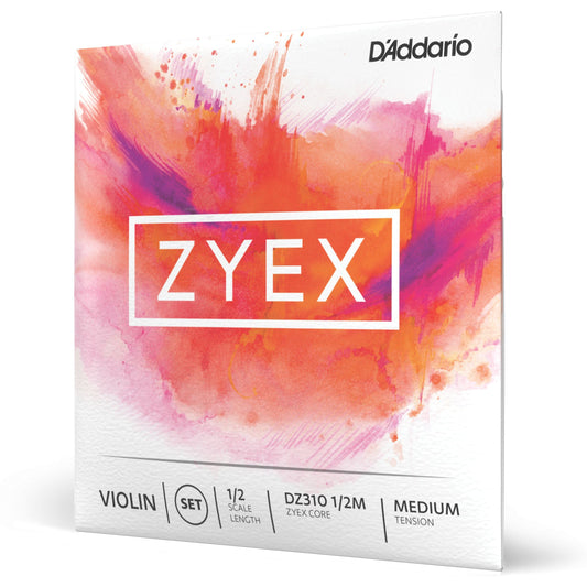 D'Addario Zyex Violin String Set, 1/2 Scale, Medium Tension