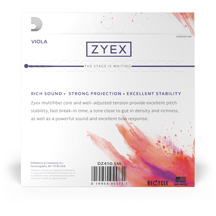 D'Addario Zyex Viola String Set – Short Scale – Medium Tension