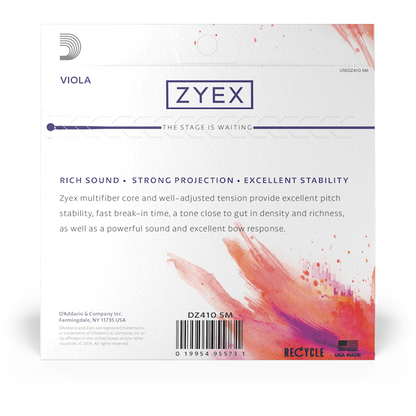 D'Addario Zyex Viola String Set – Short Scale – Medium Tension