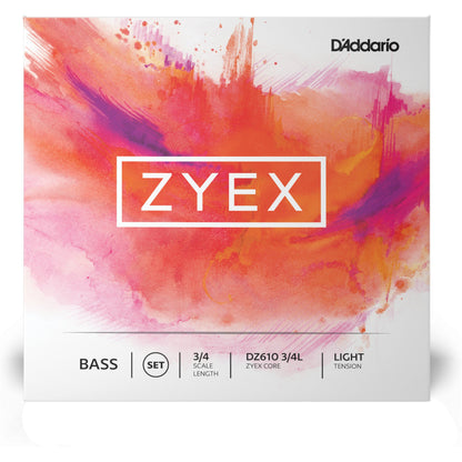 D'Addario Zyex Bass String Set, 3/4 Scale, Light Tension