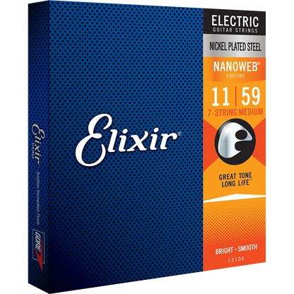 Elixir Nanoweb Nickel Electric Guitar Strings 11-59 (7 String)