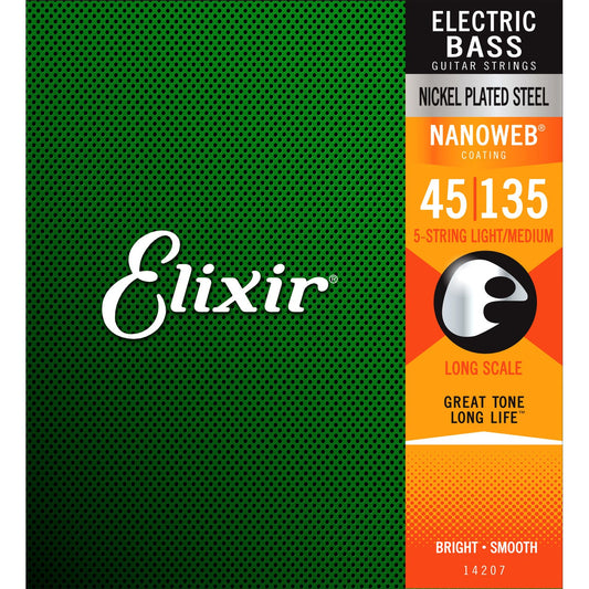 Elixir Nanoweb Nickel Bass Strings 45-135 (5 String)