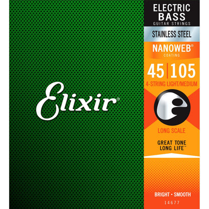 Elixir Nanoweb Stainless Steel Bass Strings 45-105