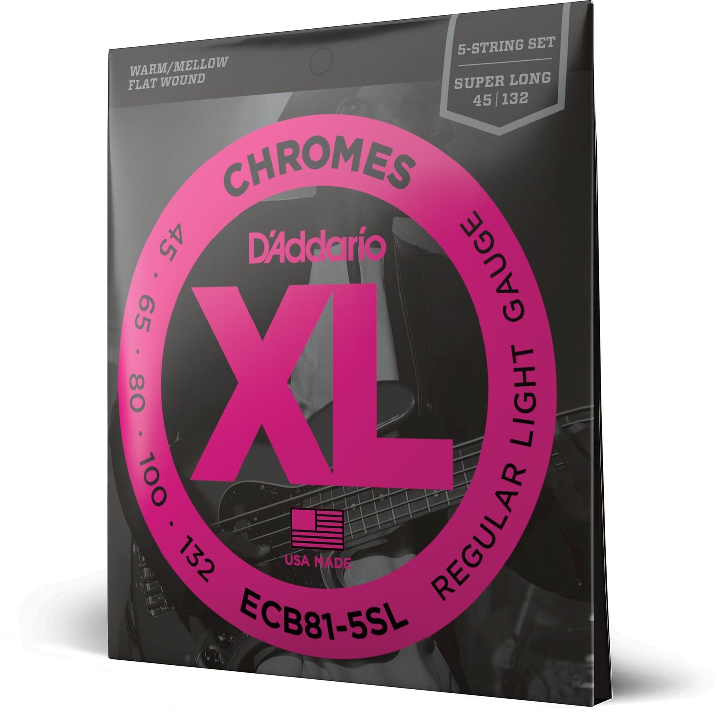 D'Addario ECB81-5SL 5-String Bass Guitar Strings, Light, 45-132, Super Long Scale