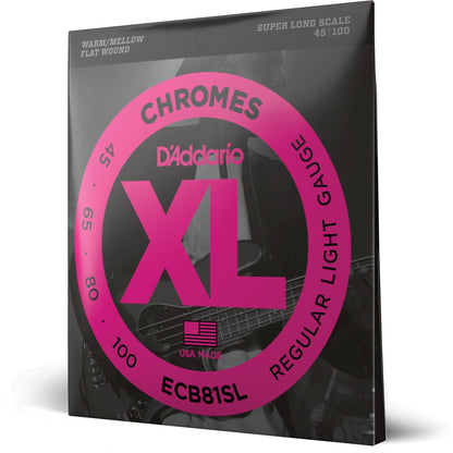 D'Addario ECB81SL Chromes Bass Guitar Strings, Light, 45-100, Super Long Scale