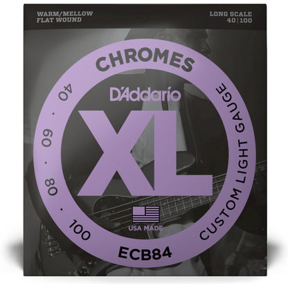 D'Addario ECB84 Chromes Bass Guitar Strings, Custom Light, 40-100, Long Scale