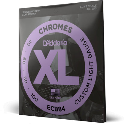 D'Addario ECB84 Chromes Bass Guitar Strings, Custom Light, 40-100, Long Scale