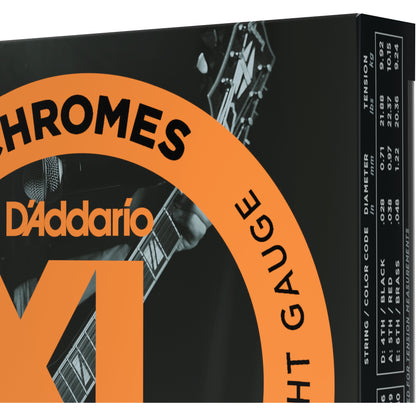 D'Addario ECG23 Chromes Flat Wound Electric Guitar Strings, Extra Light, 10-48, 3 Sets