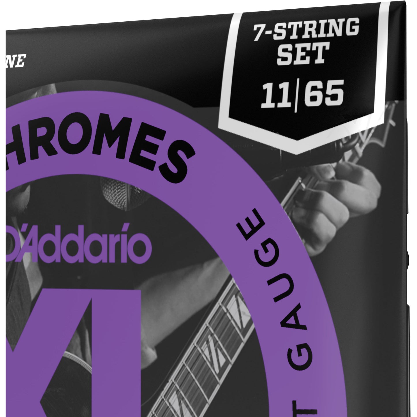 D'Addario ECG24-7 Chromes Flat Wound 7-String Electric Guitar Strings, Jazz Light, 11-65