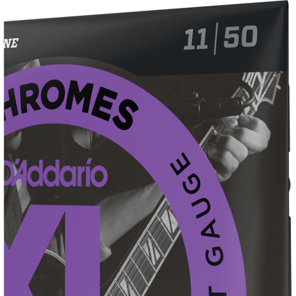 D'Addario ECG24 Chromes Flat Wound Electric Guitar Strings, Jazz Light, 11-50