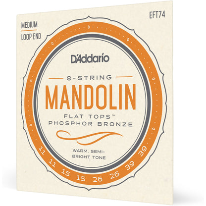 D'Addario EFT74 Flat Tops Mandolin Strings, Medium, 11-39