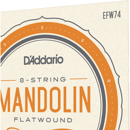 D'Addario EFW74 Flatwound Mandolin Strings, Stainless Steel, Medium, 11-36