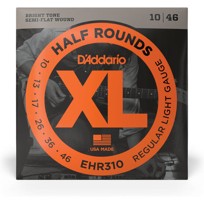 D'Addario EHR310 Half Round Electric Guitar Strings, Regular Light, 10-46