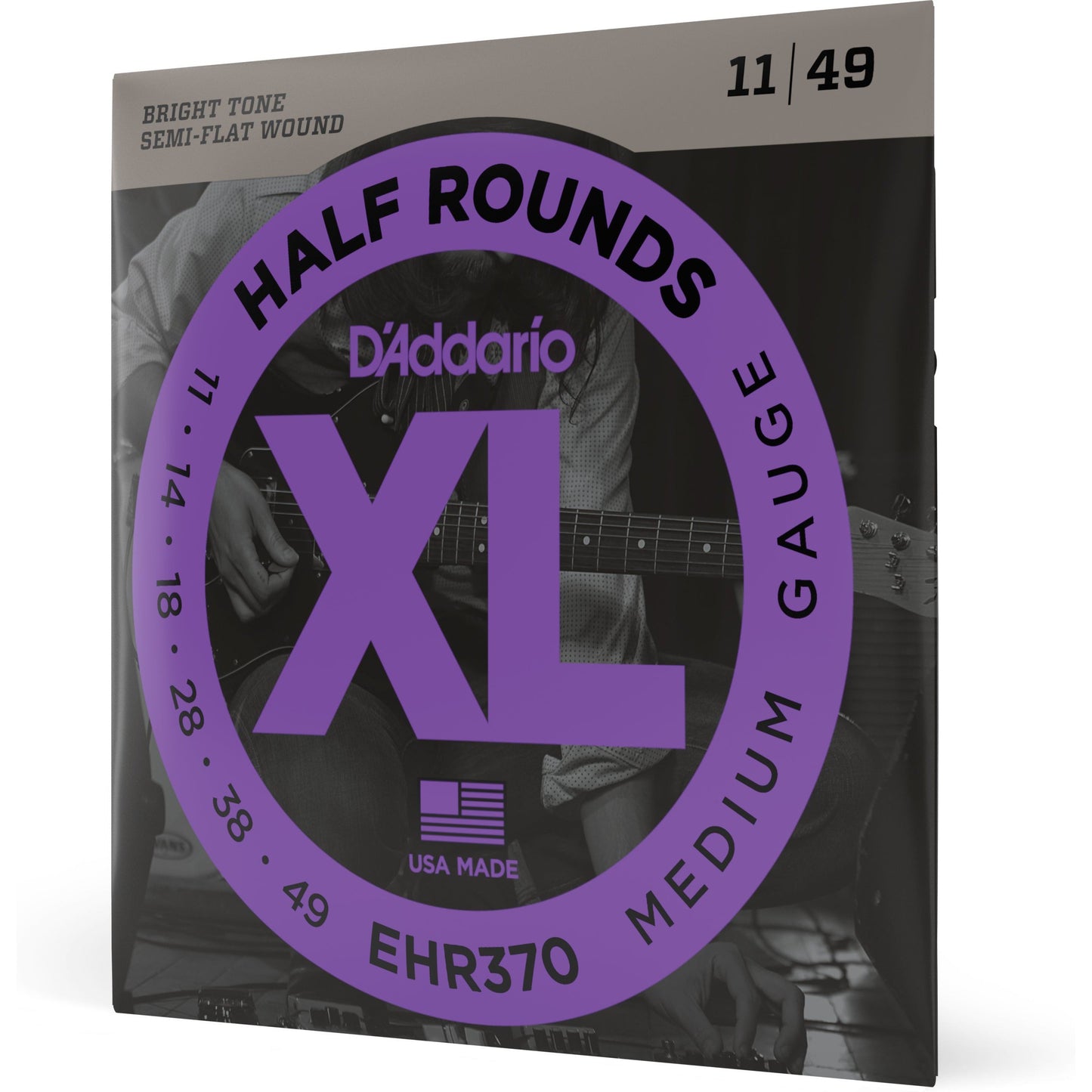 D'Addario EHR370 Half Round Electric Guitar Strings, Medium, 11-49