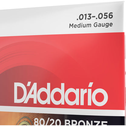 D'Addario EJ12 80/12 Bronze Acoustic Guitar Strings, Medium, 13-56