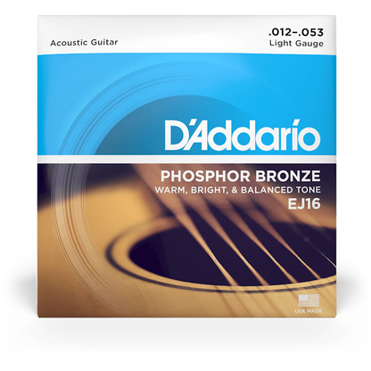 D'Addario Phosphor Bronze Acoustic Guitar Strings – Light – 12-53