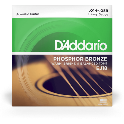 D'Addario Phosphor Bronze Acoustic Guitar Strings – Heavy – 14-59