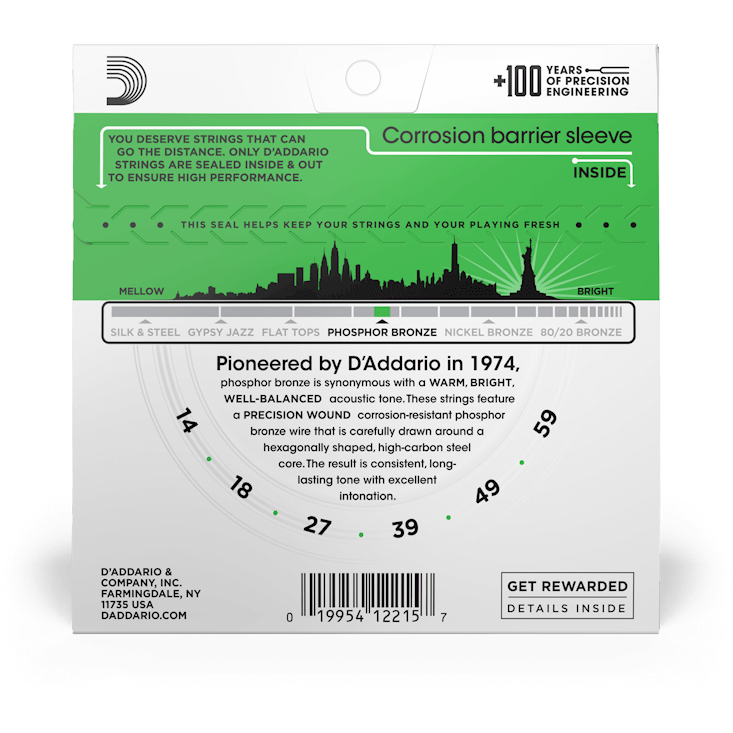 D'Addario Phosphor Bronze Acoustic Guitar Strings – Heavy – 14-59