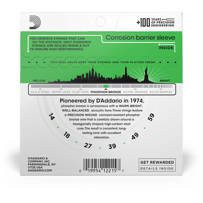 D'Addario Phosphor Bronze Acoustic Guitar Strings – Heavy – 14-59