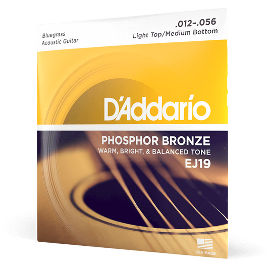 D'Addario Phosphor Bronze Acoustic Guitar Strings – Bluegrass – 12-56