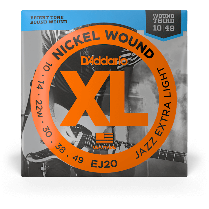 D'Addario XL Nickel Wound Electric Guitar Strings – Jazz Extra Light – 10-49