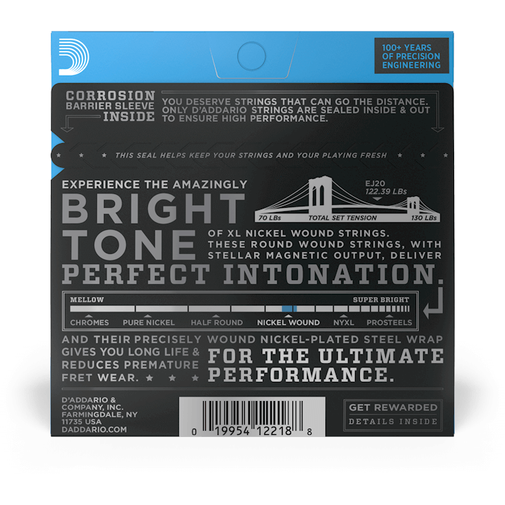 D'Addario XL Nickel Wound Electric Guitar Strings – Jazz Extra Light – 10-49